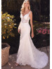 Ivory Floral 3D Lace Beaded Mermaid Wedding Dress